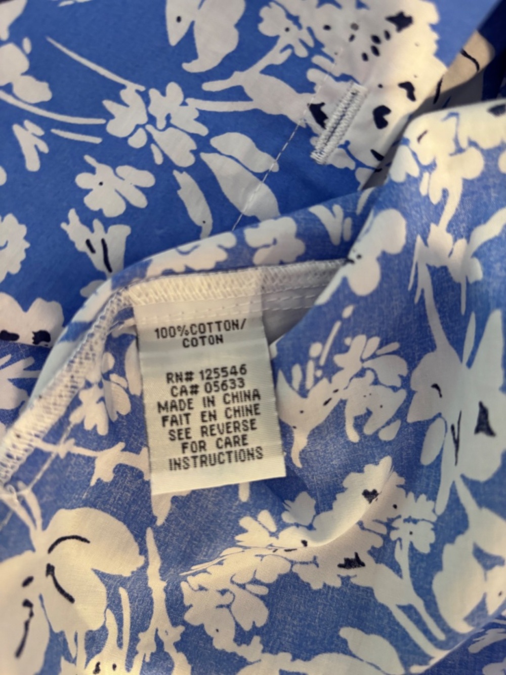 HABITAT Blue White Collared Button Down 3/4 Sleeve Shirt Size M - Picture 8 of 11